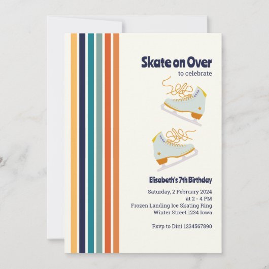 Schaats op Over-Ice-Skating Retro Verjaardag Kaart (Voorkant)