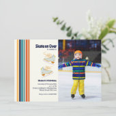 Schaats op Over Ice-Skating Retro Verjaardagsfoto Kaart (Staand voorkant)