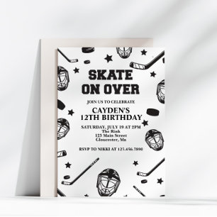 Schaats op Over zwart en wit Verjaardag Kaart