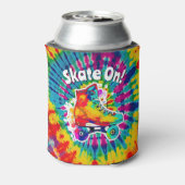 Schaats op rolschaatsbaan stropdas dye hippie blikjeskoeler (Blikje Achterkant)