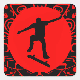 SCHAATS OP ROOD VIERKANTE STICKER