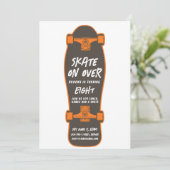 Schaats over Skateboarden Themafeest Uitnodigen Kaart (Staand voorkant)