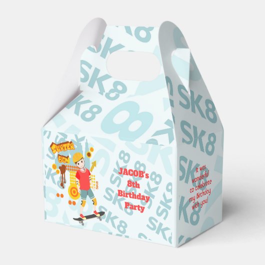 Schaats Park Fun Boy Verjaardagsfeestje Bedankdoosjes (Voorkant Zijde)