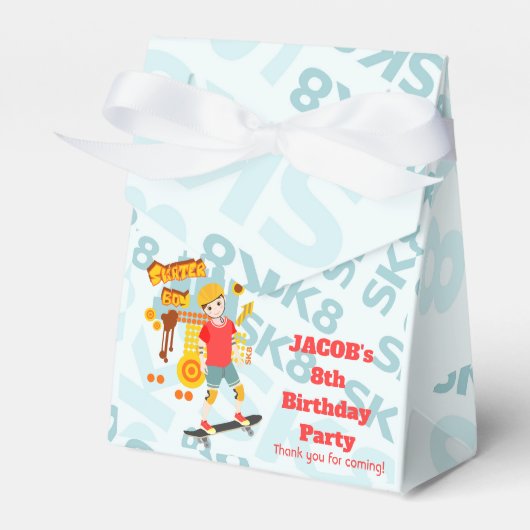 Schaats Park Fun Boy Verjaardagsfeestje Bedankdoosjes (Voorkant Zijde)
