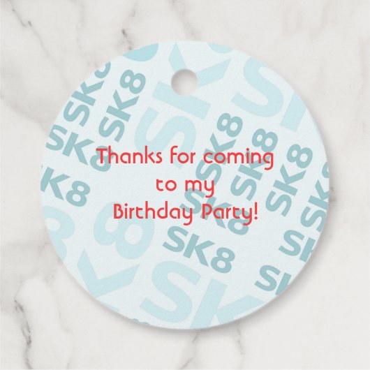 Schaats Park Fun Boy Verjaardagsfeestje Bedankjes Labels (Achterkant)