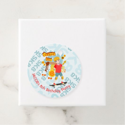 Schaats Park Fun Boy Verjaardagsfeestje Bedankjes Labels (In situ)