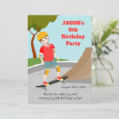 Schaats Park Fun Boy Verjaardagsfeestje Bedankkaart (Staand voorkant)