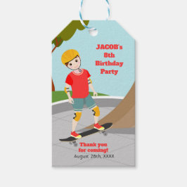 Schaats Park Fun Boy Verjaardagsfeestje Cadeaulabel