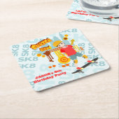 Schaats Park Fun Boy Verjaardagsfeestje Kartonnen Onderzetters (Schuin)