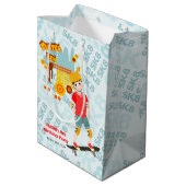 Schaats Park Fun Boy Verjaardagsfeestje Medium Cadeauzakje (Achterkant Gekanteld)