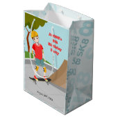 Schaats Park Fun Boy Verjaardagsfeestje Medium Cadeauzakje (Achterkant Gekanteld)