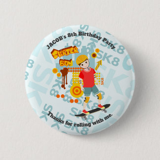 Schaats Park Fun Boy Verjaardagsfeestje Ronde Button 5,7 Cm
