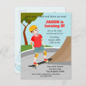 Schaats Park Fun Boy Verjaardagsfeestje Uitnodiging Briefkaart (Voorkant / Achterkant)