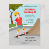 Schaats Park Fun Boy Verjaardagsfeestje Uitnodiging Briefkaart (Voorkant)