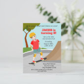 Schaats Park Fun Boy Verjaardagsfeestje Uitnodiging Briefkaart (Staand voorkant)