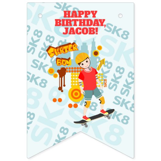 Schaats Park Fun Boy Verjaardagsfeestje Vlaggetjes (Eerste vlag)