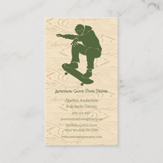 Schaats Park, Skateboarden Theeboard, Skateboard Visitekaartje (Voorkant)