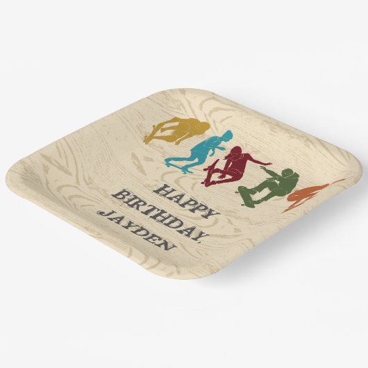 Schaats Park Skateboarden Thleeen Boys Birthday Papieren Bordje (Gebogen)
