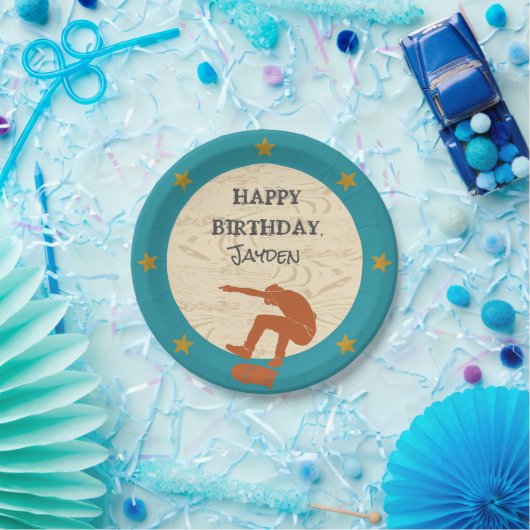 Schaats Park Skateboarden Thleeen Boys Birthday Papieren Bordje (Feest)