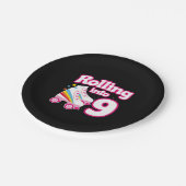 Schaats Partij - 9e verjaardag - Roller Skating Papieren Bordje (Gekanteld)