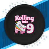 Schaats Partij - 9e verjaardag - Roller Skating Papieren Bordje
