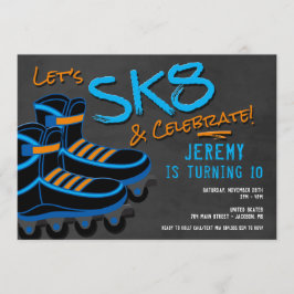 Schaats Party Invitation, Roller Skating Kaart