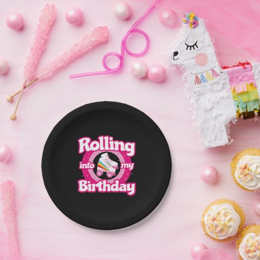 Schaats Party - Roller Roller Skating Birthday Papieren Bordje (Feest)