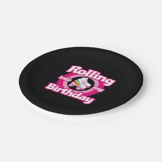 Schaats Party - Roller Roller Skating Birthday Papieren Bordje (Gekanteld)