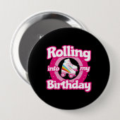 Schaats Party - Roller Roller Skating Birthday Ronde Button 4,0 Cm (Voorkant /achterkant)