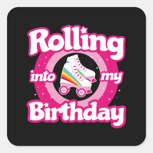 Schaats Party - Roller Roller Skating Birthday Vierkante Sticker (Voorkant)