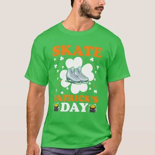 Schaats Patrick's Day Ice Skating St. T-shirt (Voorkant)
