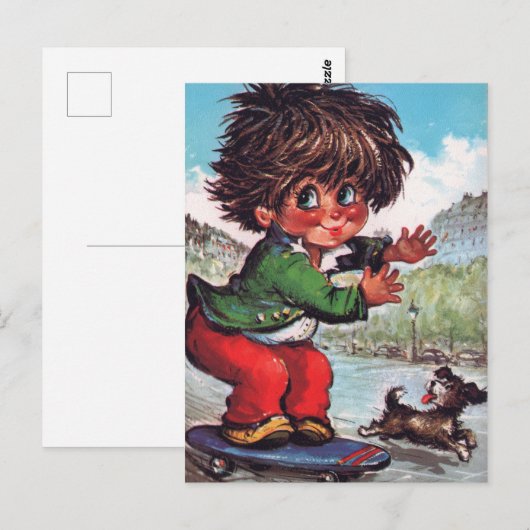 Schaats Petit Poulbot Briefkaart (Voorkant / Achterkant)