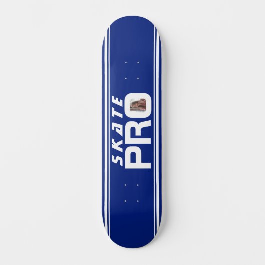 Schaats Pro Photo Gestreept Blauw & Wit Persoonlijk Skateboard (Voorkant)