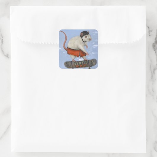 Schaats Rat Vierkante Sticker (Tas)