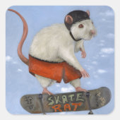 Schaats Rat Vierkante Sticker (Voorkant)