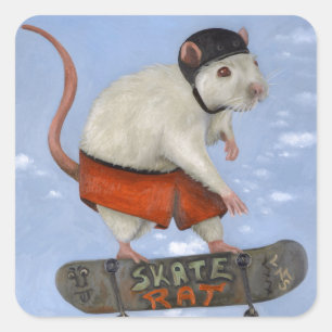 Schaats Rat Vierkante Sticker