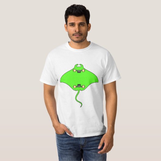 SCHAATS RAY STINGRAY SKATEBOARD VIST FUN FUNNY T-SHIRT (Voorkant volledig)