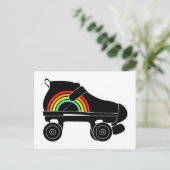 schaats-regenboog met quadroller briefkaart (Staand voorkant)