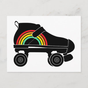 schaats-regenboog met quadroller briefkaart