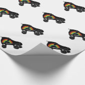 schaats-regenboog met quadroller cadeaupapier (Hoek)