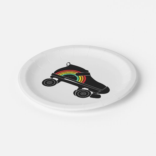 schaats-regenboog met quadroller papieren bordje (Gekanteld)