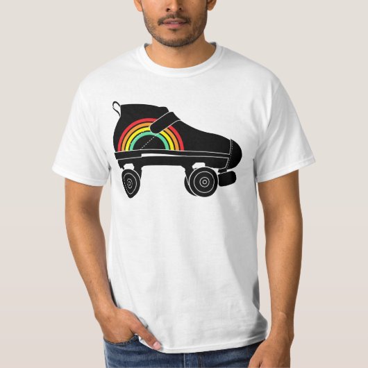 schaats-regenboog met quadroller t-shirt (Voorkant)