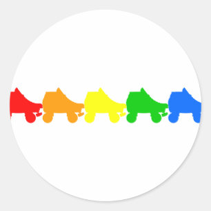 schaats regenboog ronde sticker