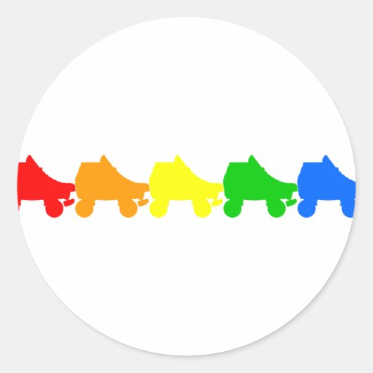 schaats regenboog ronde sticker (Voorkant)