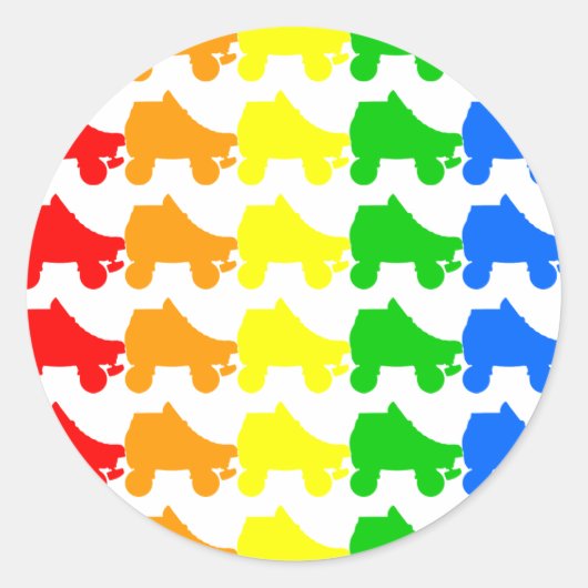 schaats regenboog ronde sticker (Voorkant)