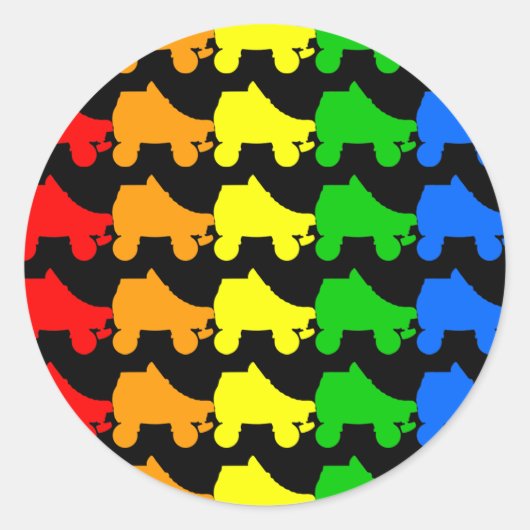 schaats regenboog ronde sticker (Voorkant)