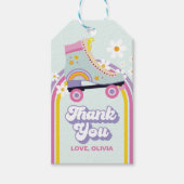 Schaats Retro Regenboog Verjaardag Cadeaulabel (Voorkant)