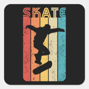 Schaats Retro  Skateboarden Cadeft Vierkante Sticker