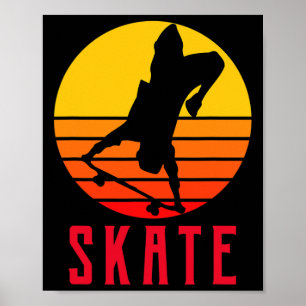 Schaats Retro Vintage Skateboarder Skateboarden Poster