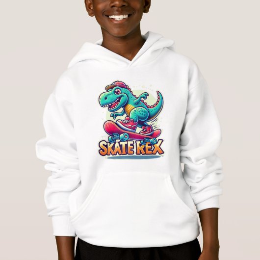 Schaats Rex - Cool Dinosaur Hoodie (Voorkant)